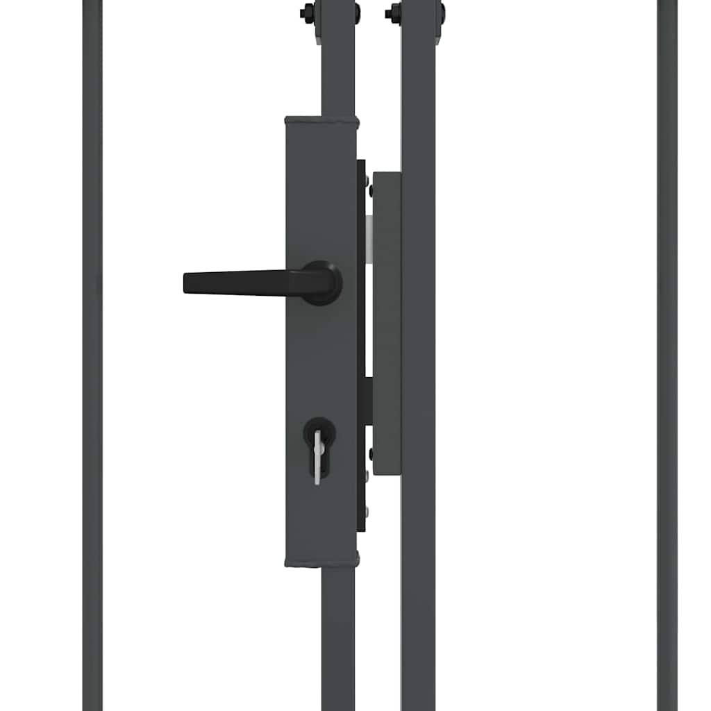 Garden Fence Gate with Arched Top Grey 4 x 1.25 m Steel