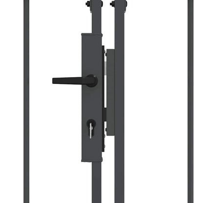 Garden Fence Gate with Arched Top Grey 4 x 1.25 m Steel