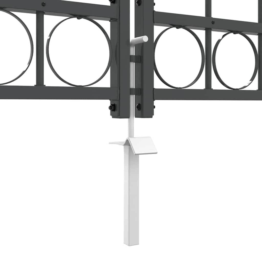 Garden Fence Gate with Arched Top Grey 4 x 1.25 m Steel