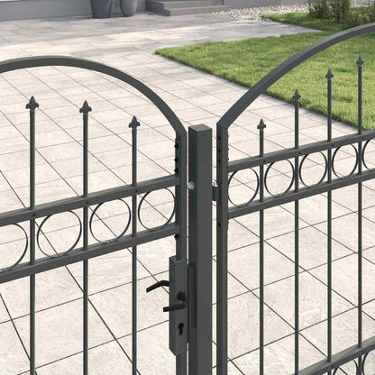 Garden Fence Gate with Arched Top Grey 4 x 1.25 m Steel