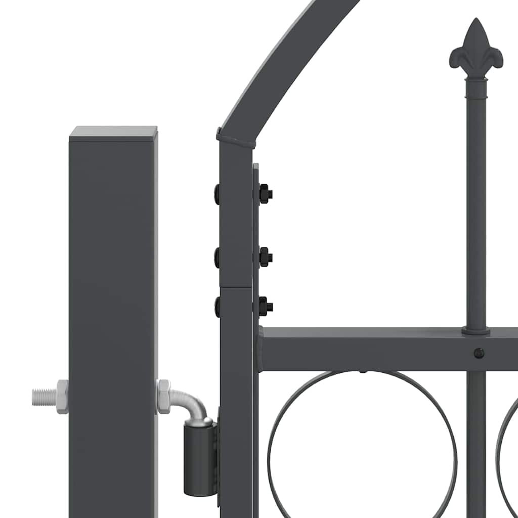 Garden Fence Gate with Arched Top Grey 400 x 100 cm Steel