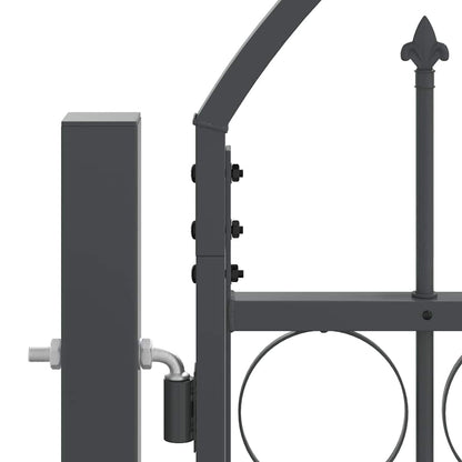 Garden Fence Gate with Arched Top Grey 400 x 100 cm Steel
