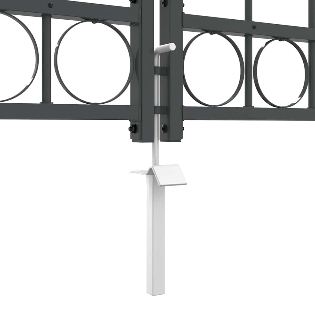 Garden Fence Gate with Arched Top Grey 400 x 100 cm Steel