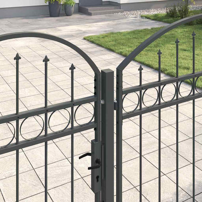 Garden Fence Gate with Arched Top Grey 400 x 100 cm Steel