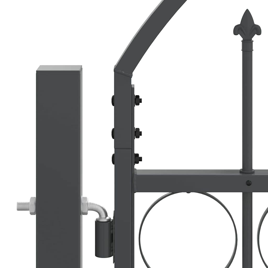 Garden Fence Gate with Arched Top Grey 400 x 125 cm Steel
