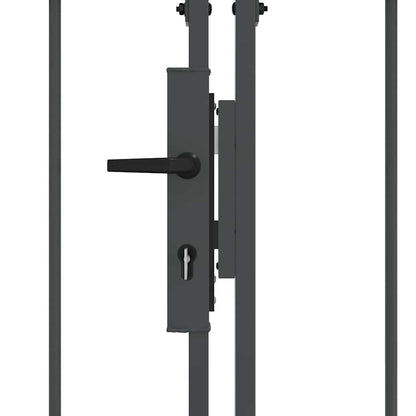 Garden Fence Gate with Arched Top Grey 400 x 125 cm Steel