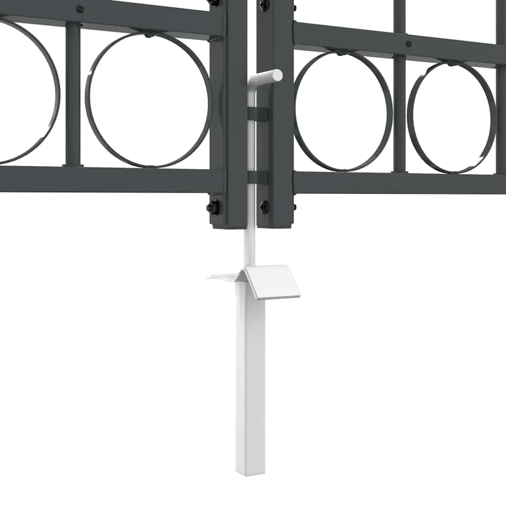 Garden Fence Gate with Arched Top Grey 400 x 125 cm Steel