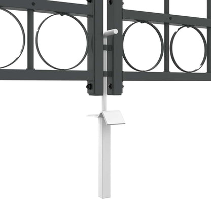 Garden Fence Gate with Arched Top Grey 400 x 125 cm Steel