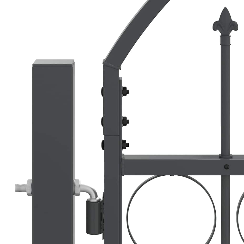Garden Fence Gate with Arched Top Grey 500 x 75 cm Steel