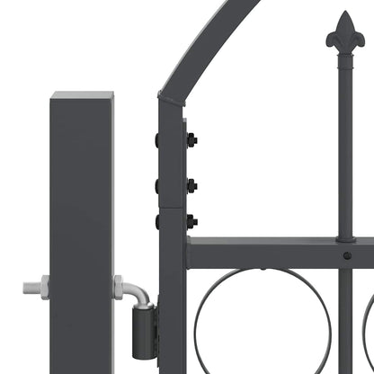 Garden Fence Gate with Arched Top Grey 500 x 75 cm Steel