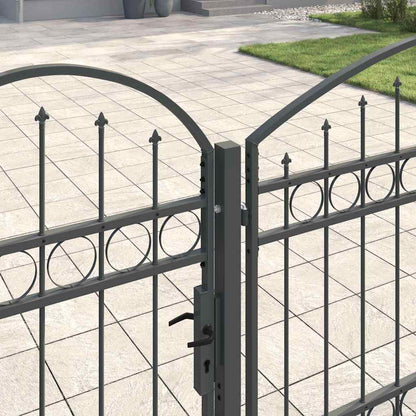 Garden Fence Gate with Arched Top Grey 500 x 75 cm Steel