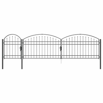 Garden Fence Gate with Arched Top Grey 500 x 75 cm Steel