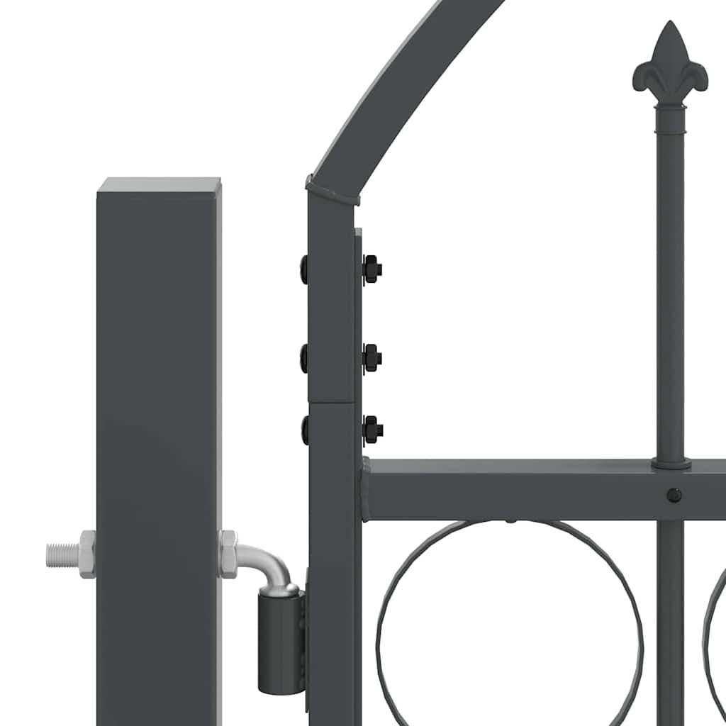 Garden Fence Gate with Arched Top Grey 500 x 100 cm Steel