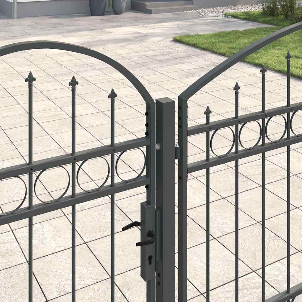 Garden Fence Gate with Arched Top Grey 500 x 100 cm Steel