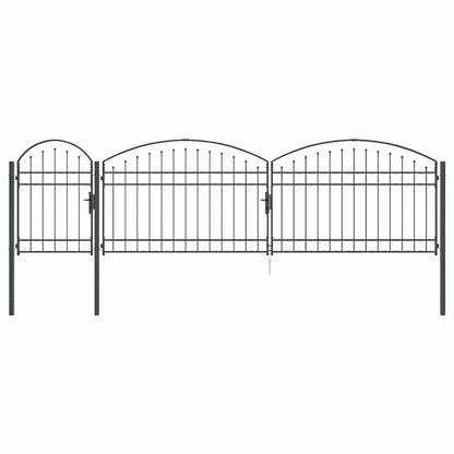 Garden Fence Gate with Arched Top Grey 500 x 100 cm Steel