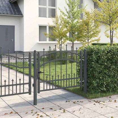 Fence Gate with Spear Top with Lock Grey 103 x 75 cm Steel