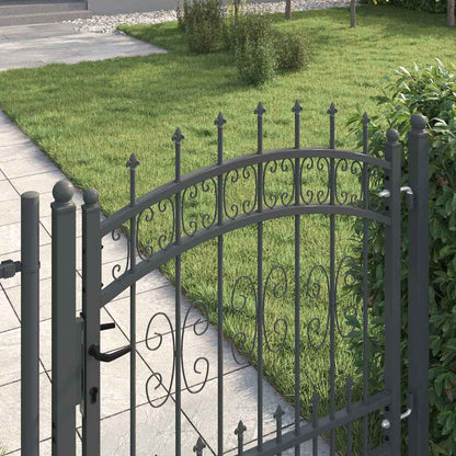 Fence Gate with Spear Top with Lock Grey 103 x 100 cm Steel