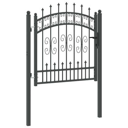 Fence Gate with Spear Top with Lock Grey 103 x 100 cm Steel