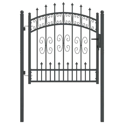Fence Gate with Spear Top with Lock Grey 103 x 100 cm Steel