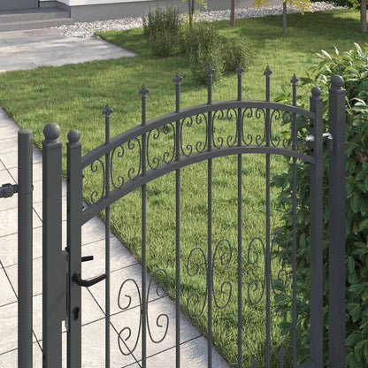 Fence Gate with Spear Top with Lock Grey 103 x 125 cm Steel