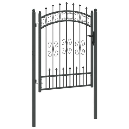 Fence Gate with Spear Top with Lock Grey 103 x 125 cm Steel