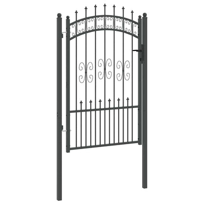 Fence Gate with Spear Top with Lock Grey 103 x 150 cm Steel