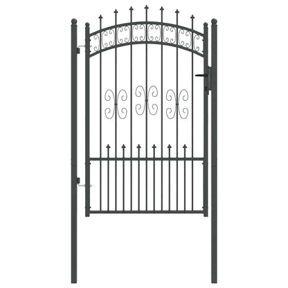 Fence Gate with Spear Top with Lock Grey 103 x 150 cm Steel