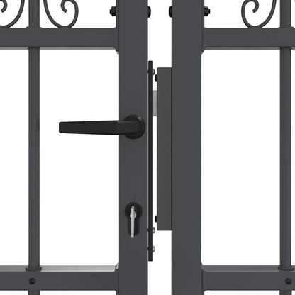 Fence Gate with Spear Top with Lock Grey 305 x 75 cm Steel