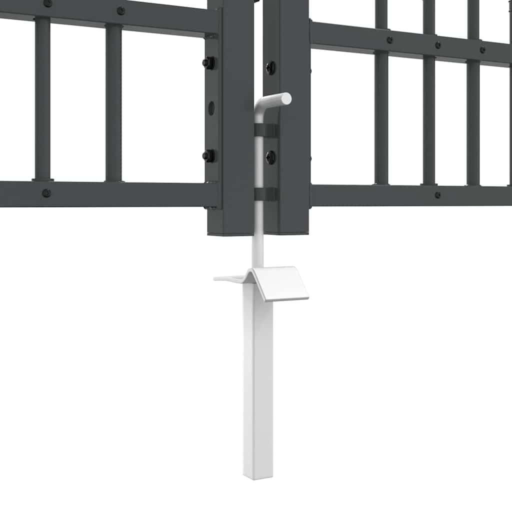 Fence Gate with Spear Top with Lock Grey 305 x 75 cm Steel