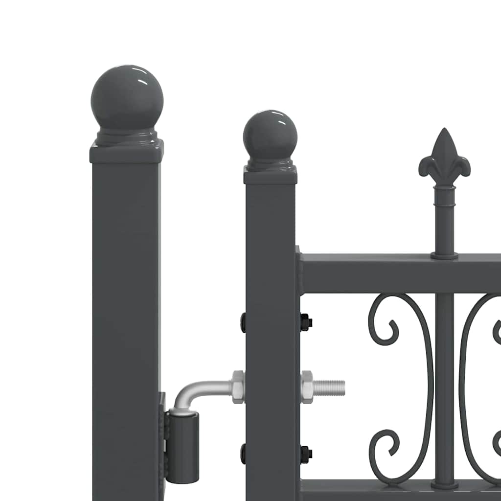 Fence Gate with Spear Top with Lock Grey 305 x 100 cm Steel