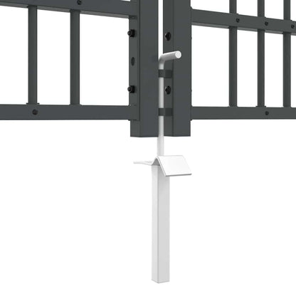 Fence Gate with Spear Top with Lock Grey 305 x 100 cm Steel