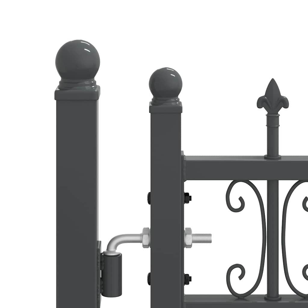 Fence Gate with Spear Top with Lock Grey 305 x 125 cm Steel