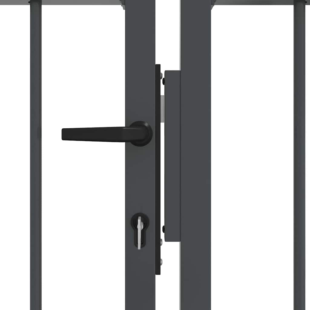 Fence Gate with Spear Top with Lock Grey 305 x 125 cm Steel