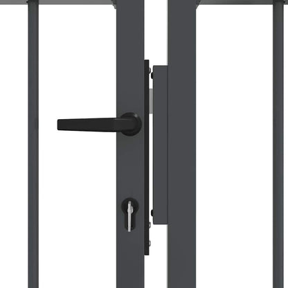Fence Gate with Spear Top with Lock Grey 305 x 125 cm Steel