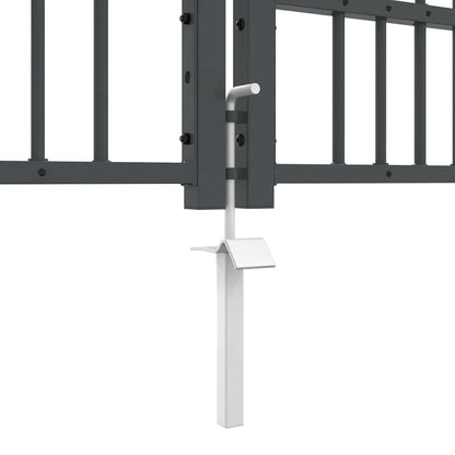 Fence Gate with Spear Top with Lock Grey 305 x 125 cm Steel