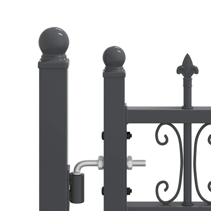 Fence Gate with Spear Top with Lock Grey 305 x 150 cm Steel