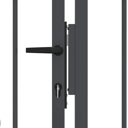 Fence Gate with Spear Top with Lock Grey 305 x 150 cm Steel