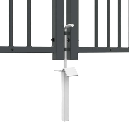 Fence Gate with Spear Top with Lock Grey 305 x 150 cm Steel
