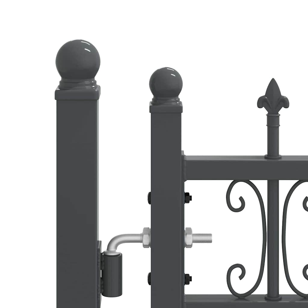 Fence Gate with Spear Top with Lock Grey 305 x 175 cm Steel