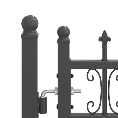 Fence Gate with Spear Top with Lock Grey 305 x 175 cm Steel