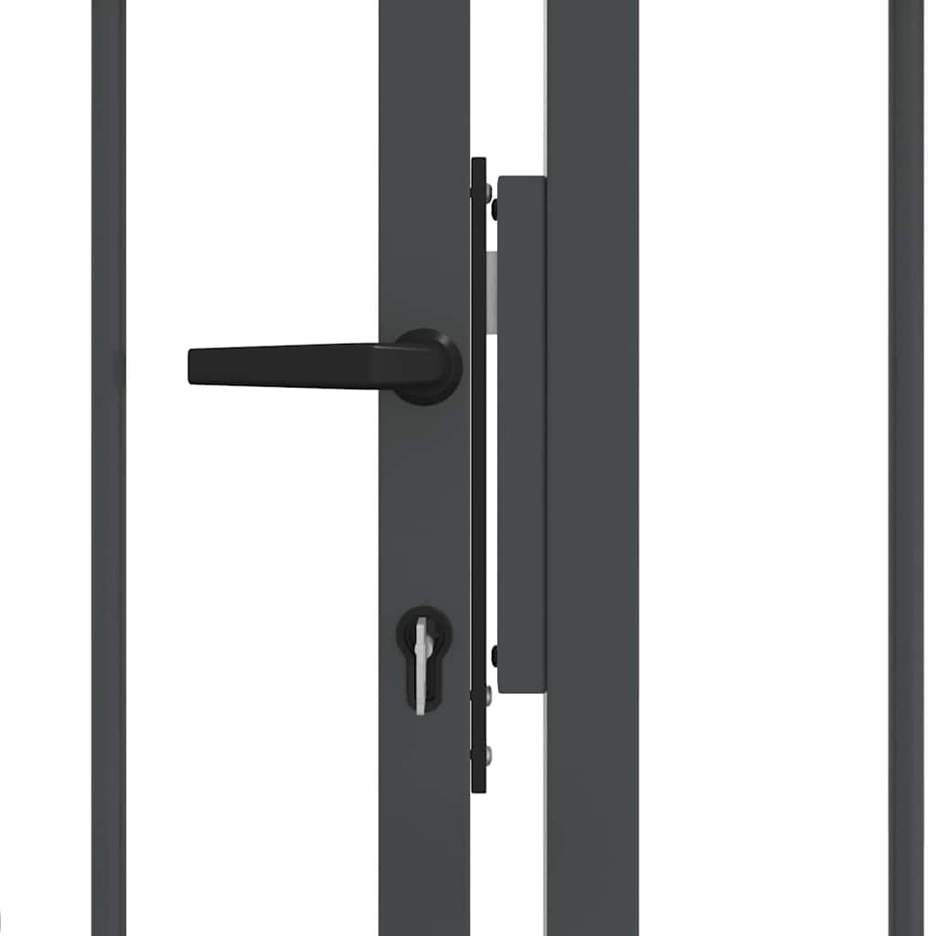 Fence Gate with Spear Top with Lock Grey 305 x 175 cm Steel