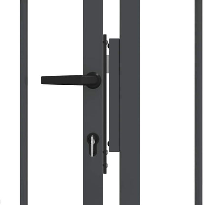 Fence Gate with Spear Top with Lock Grey 305 x 175 cm Steel