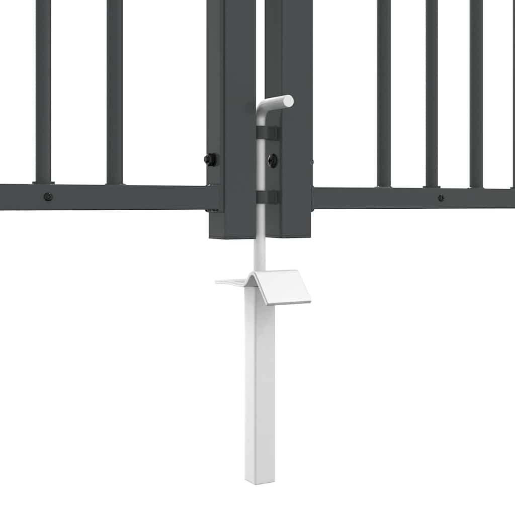 Fence Gate with Spear Top with Lock Grey 305 x 175 cm Steel