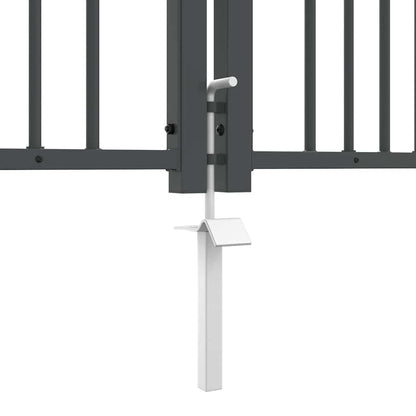 Fence Gate with Spear Top with Lock Grey 305 x 175 cm Steel
