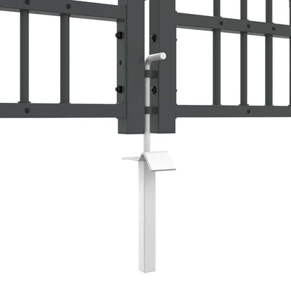 Fence Gate with Spear Top with Lock Grey 404 x 75 cm Steel