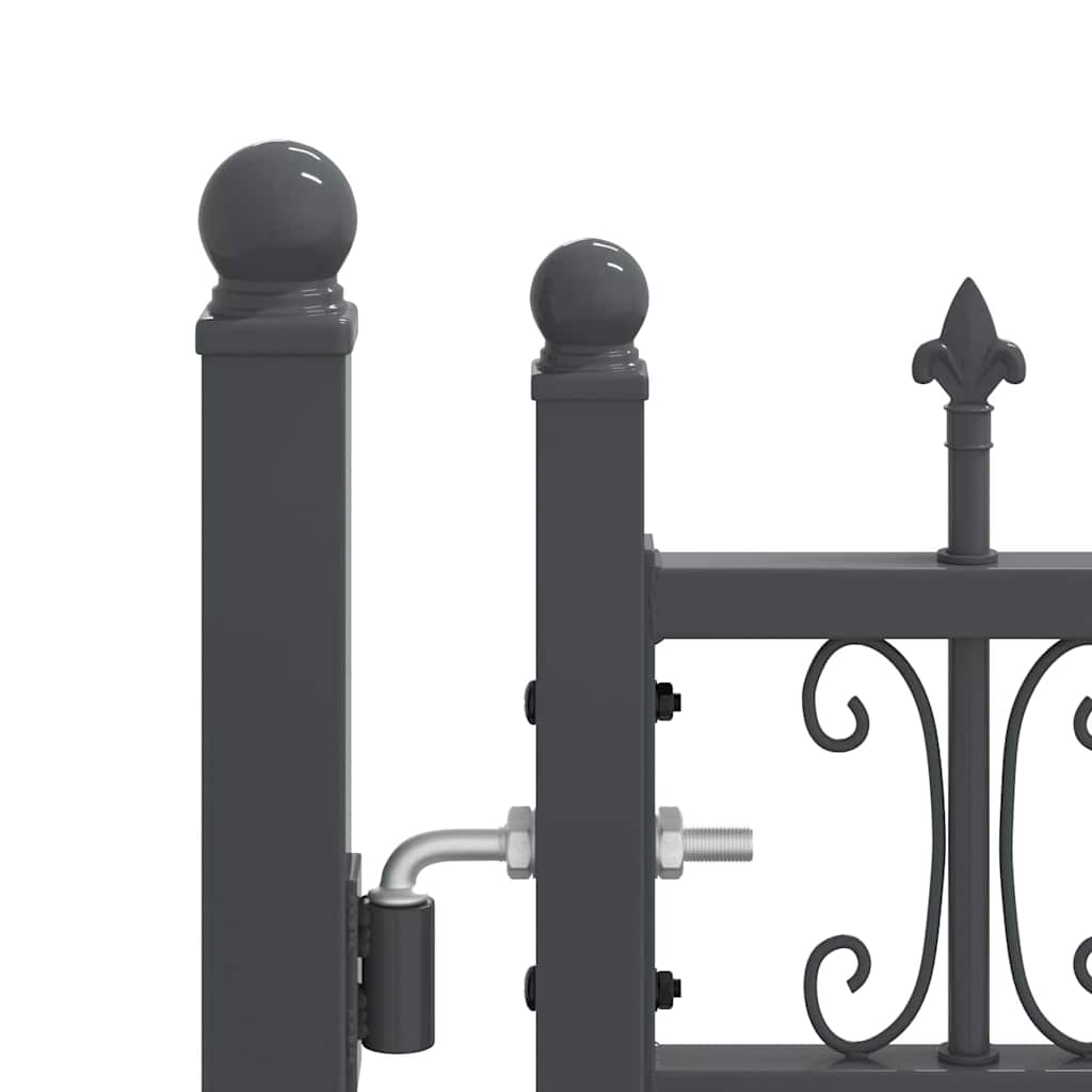 Fence Gate with Spear Top with Lock Grey 404 x 100 cm Steel