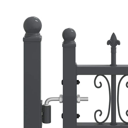 Fence Gate with Spear Top with Lock Grey 404 x 100 cm Steel