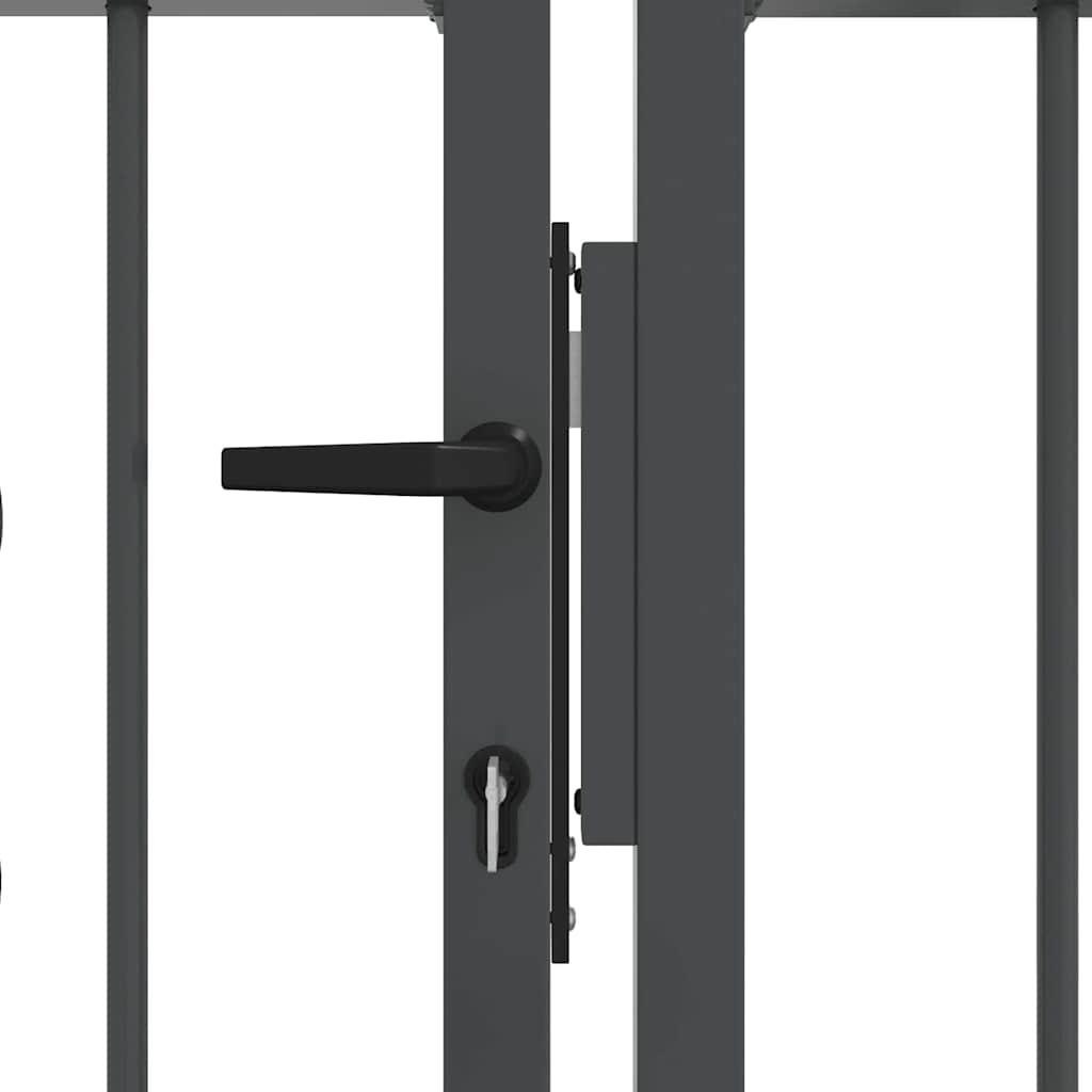 Fence Gate with Spear Top with Lock Grey 404 x 100 cm Steel