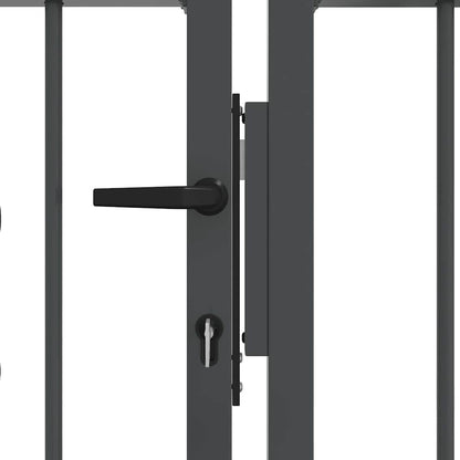 Fence Gate with Spear Top with Lock Grey 404 x 100 cm Steel