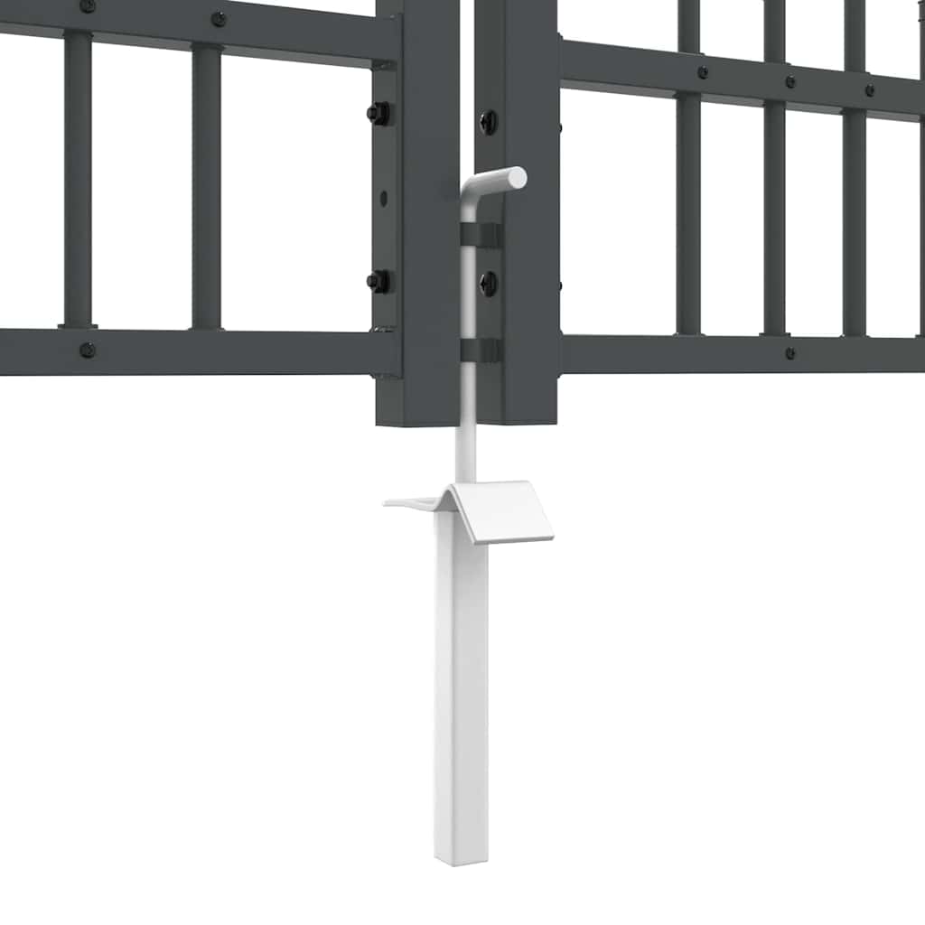 Fence Gate with Spear Top with Lock Grey 404 x 100 cm Steel